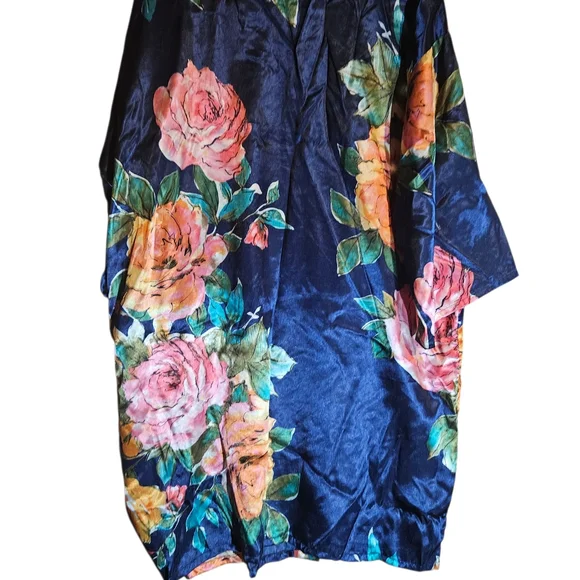 Floral Satin Kimono Robe - Picture 2 of 2